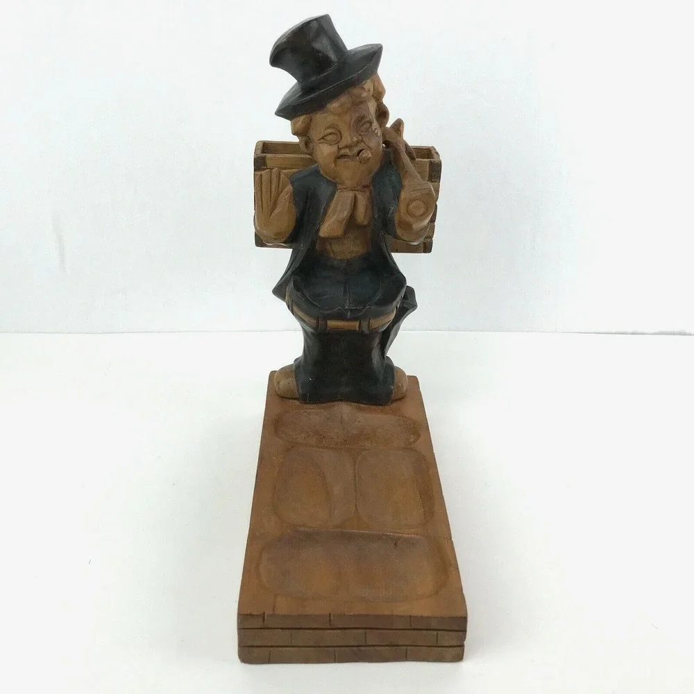 Vintage Wooden Hobo Folk Art Mens Caddy Vanity Tray‎ Dresser Organizer